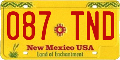NM license plate 087TND