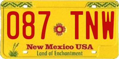 NM license plate 087TNW