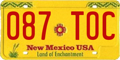 NM license plate 087TOC