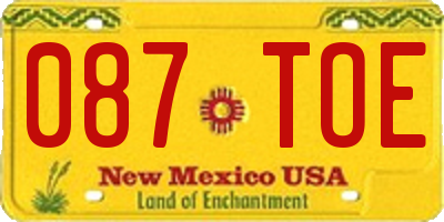 NM license plate 087TOE