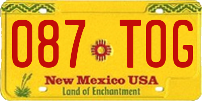 NM license plate 087TOG