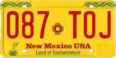 NM license plate 087TOJ
