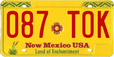 NM license plate 087TOK