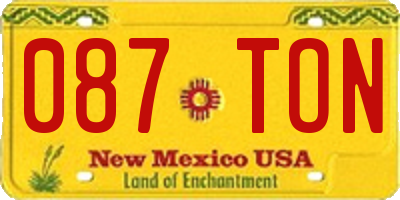 NM license plate 087TON