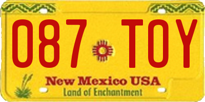 NM license plate 087TOY