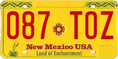 NM license plate 087TOZ