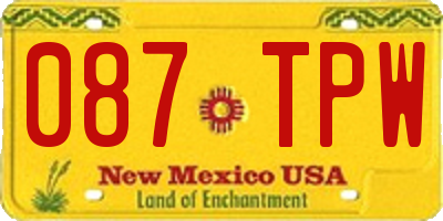 NM license plate 087TPW