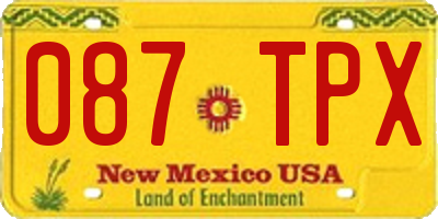 NM license plate 087TPX