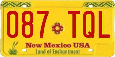 NM license plate 087TQL