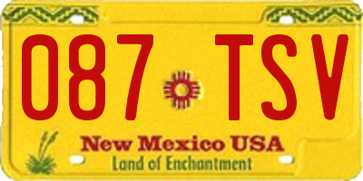 NM license plate 087TSV