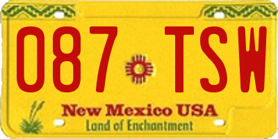 NM license plate 087TSW
