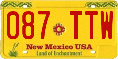 NM license plate 087TTW