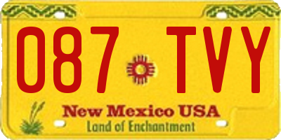 NM license plate 087TVY