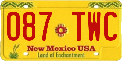 NM license plate 087TWC