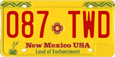 NM license plate 087TWD
