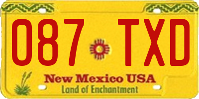NM license plate 087TXD