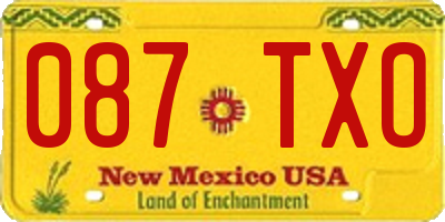 NM license plate 087TXO