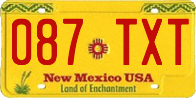 NM license plate 087TXT