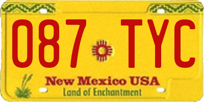 NM license plate 087TYC