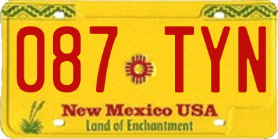 NM license plate 087TYN