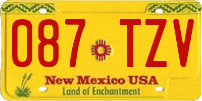 NM license plate 087TZV