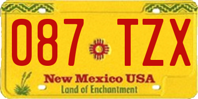 NM license plate 087TZX