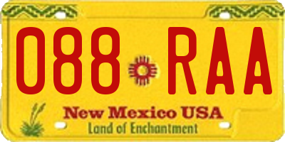 NM license plate 088RAA