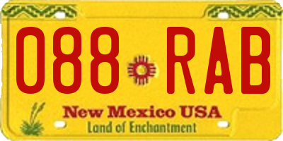 NM license plate 088RAB