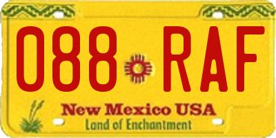 NM license plate 088RAF