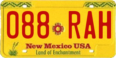 NM license plate 088RAH