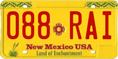 NM license plate 088RAI