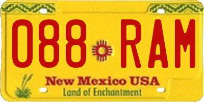 NM license plate 088RAM