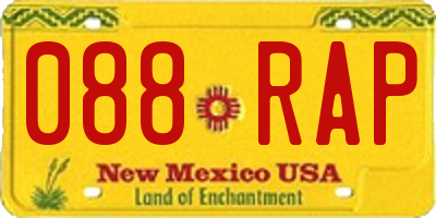 NM license plate 088RAP