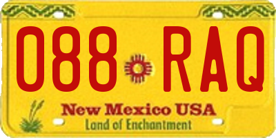 NM license plate 088RAQ