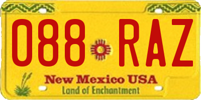 NM license plate 088RAZ
