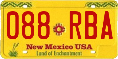 NM license plate 088RBA