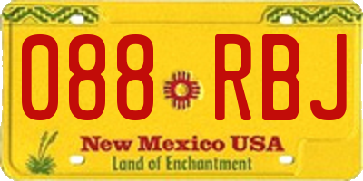 NM license plate 088RBJ