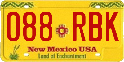 NM license plate 088RBK