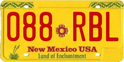 NM license plate 088RBL