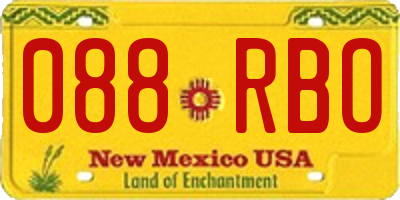 NM license plate 088RBO