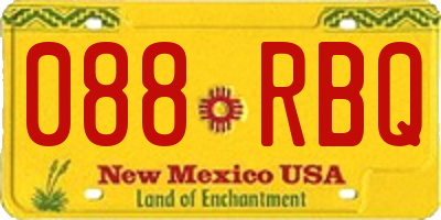 NM license plate 088RBQ