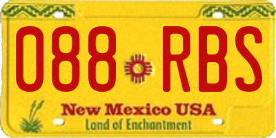 NM license plate 088RBS