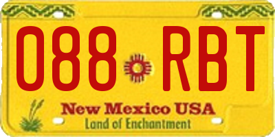 NM license plate 088RBT