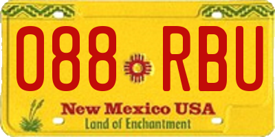NM license plate 088RBU