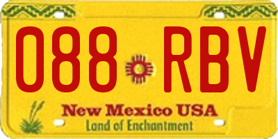NM license plate 088RBV