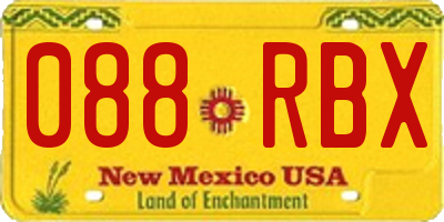 NM license plate 088RBX