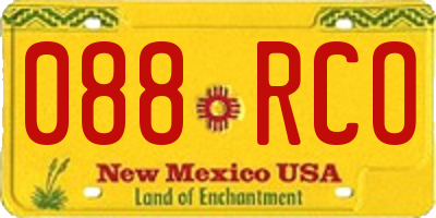 NM license plate 088RCO