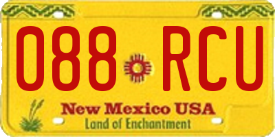 NM license plate 088RCU