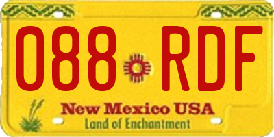NM license plate 088RDF