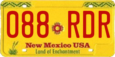 NM license plate 088RDR